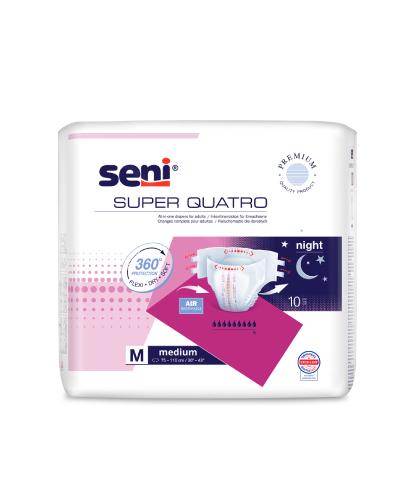 Super Seni Quatro Medium 2 Pieluchomajtki dla dorosłych, 10 sztuk + SENI Care krem ochronny z tlenkiem cynku 20ml